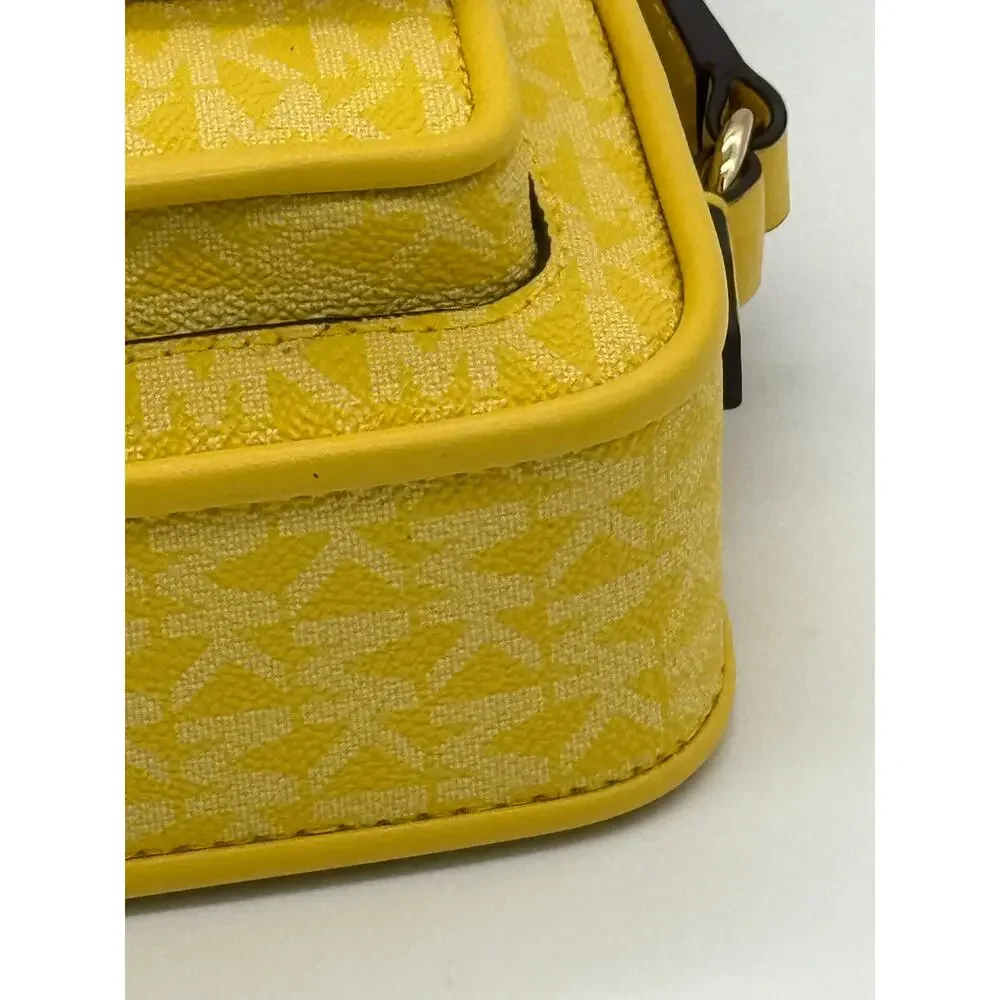 RETAIL PRICE $448 Michael Kors Mercer Medium Logo Yellow Accordion Crossbody*NWT - Picture 5 of 10